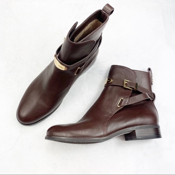 [Michael Kors] Classic Brown Leather Ankle Boots - Picture 1 of 7
